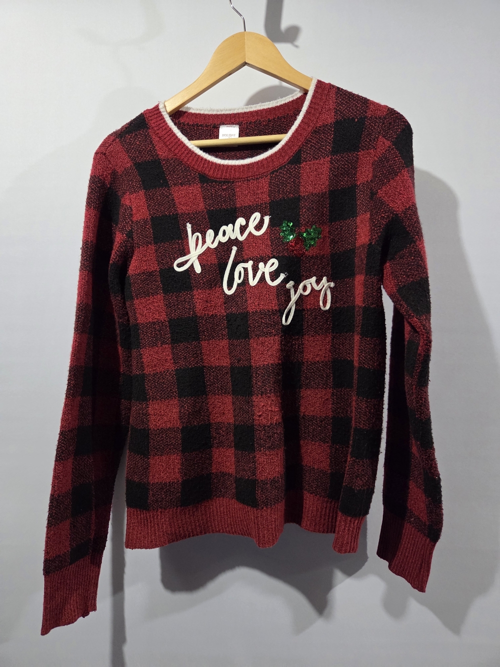 Holiday Time Plaid Sweater L